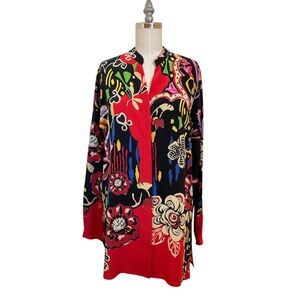 ETRO Graphic Floral Paisley Silk Button Down Tunic Blouse \\ 44 (8)